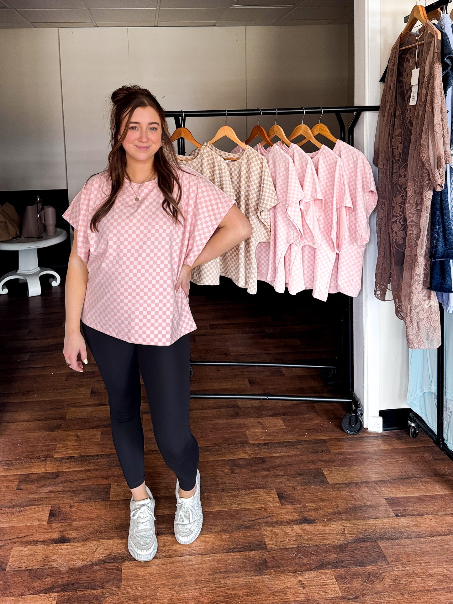 Check Me Out, Checkered Short-Sleeve Top