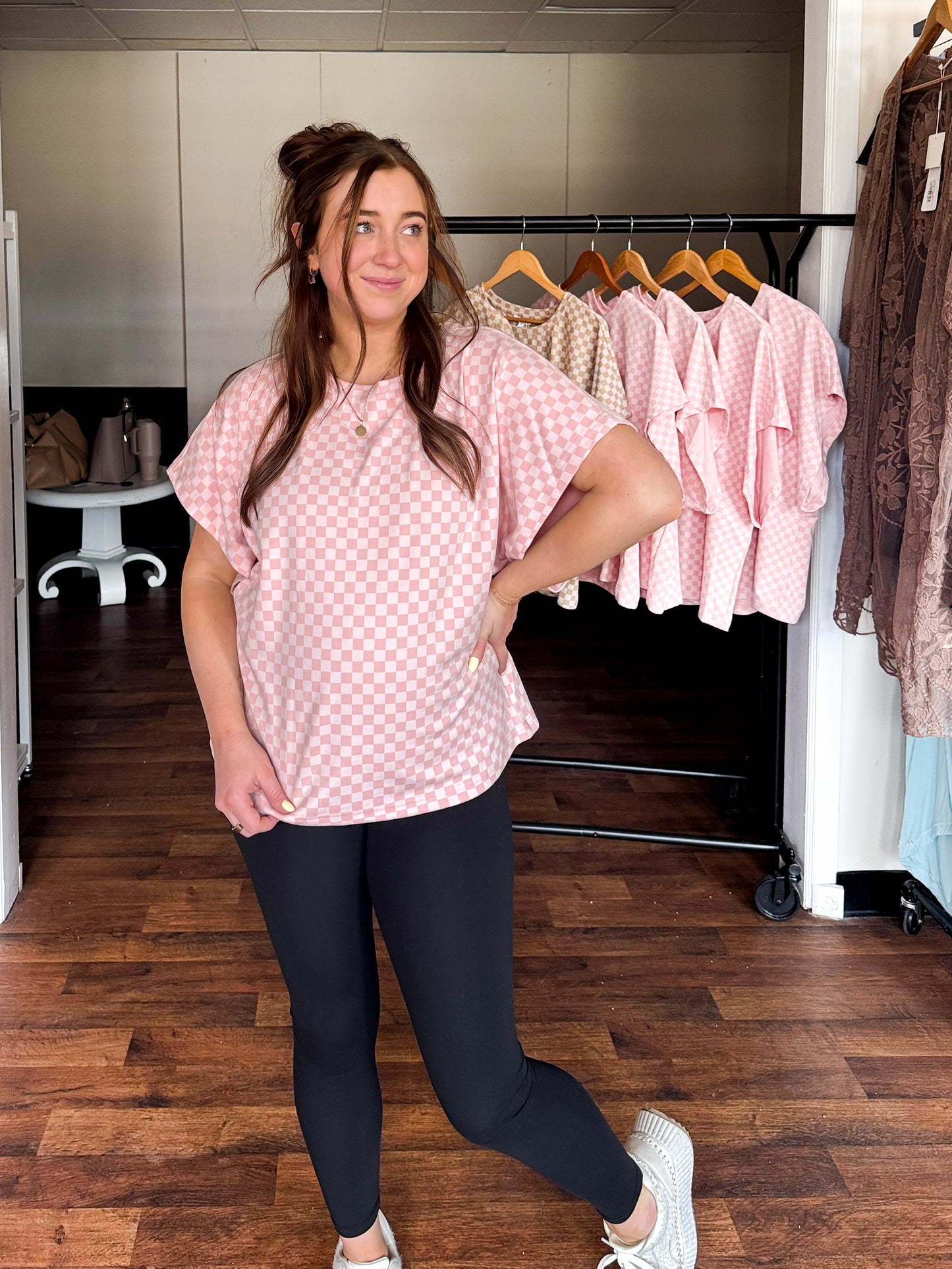 Check Me Out, Checkered Short-Sleeve Top