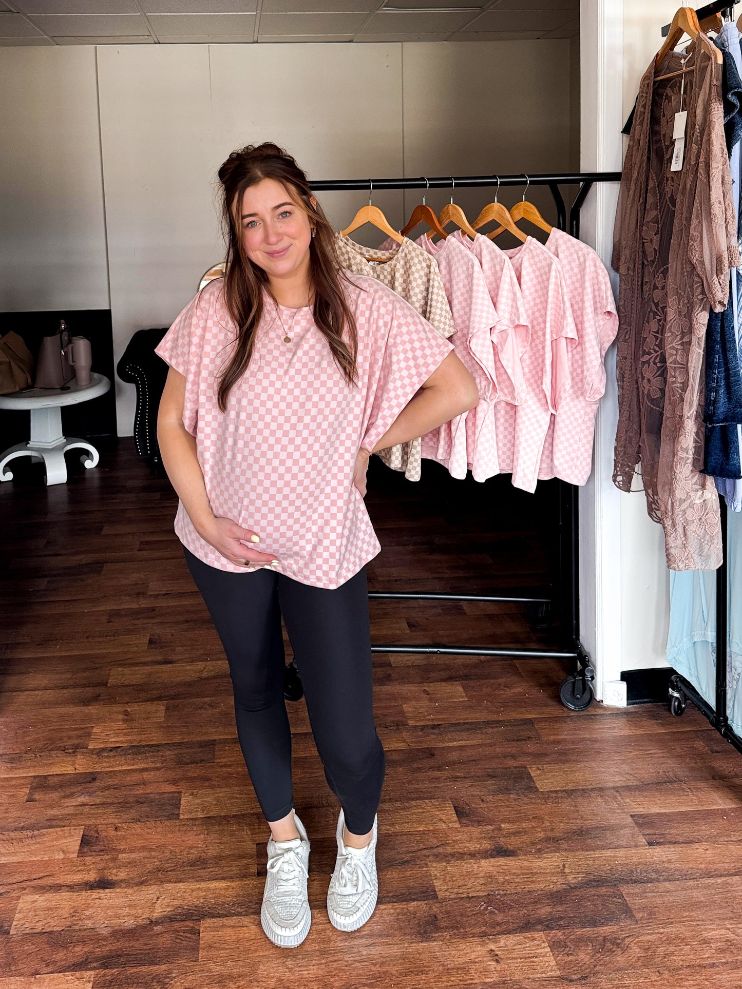 Check Me Out, Checkered Short-Sleeve Top