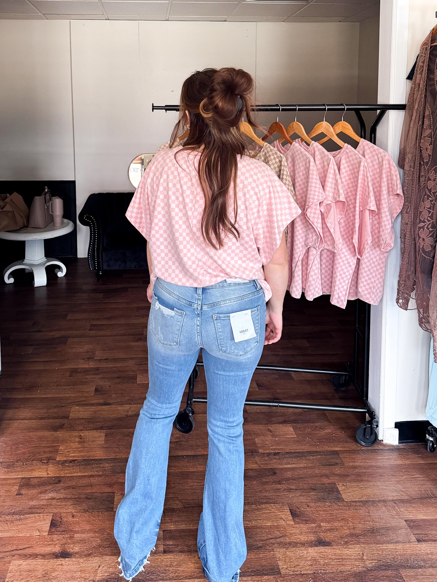 Check Me Out, Checkered Short-Sleeve Top