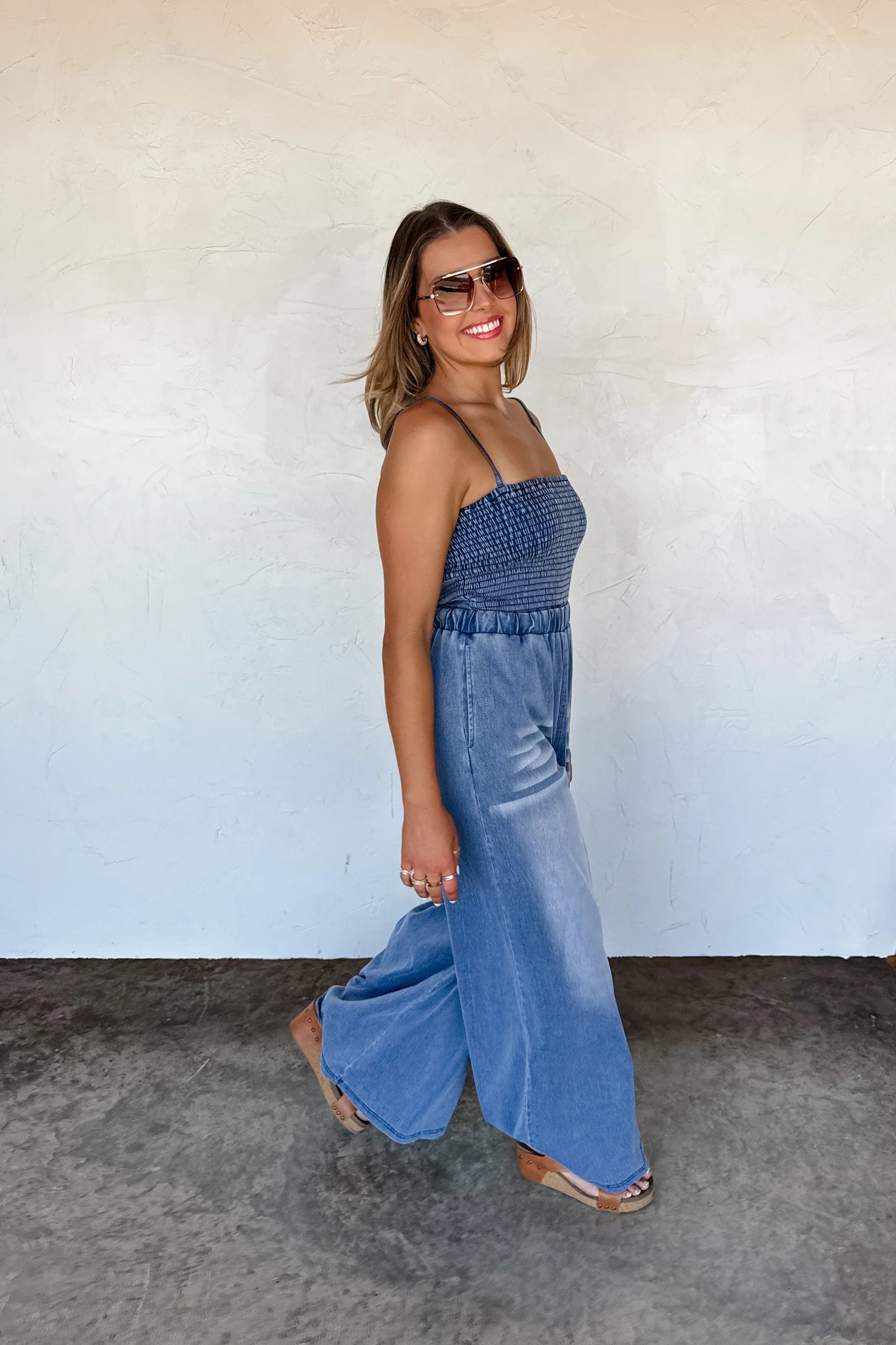 PREORDER: Denim Crush Smocked Romper