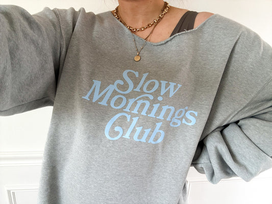 Slow Mornings Club Crewneck, Gray