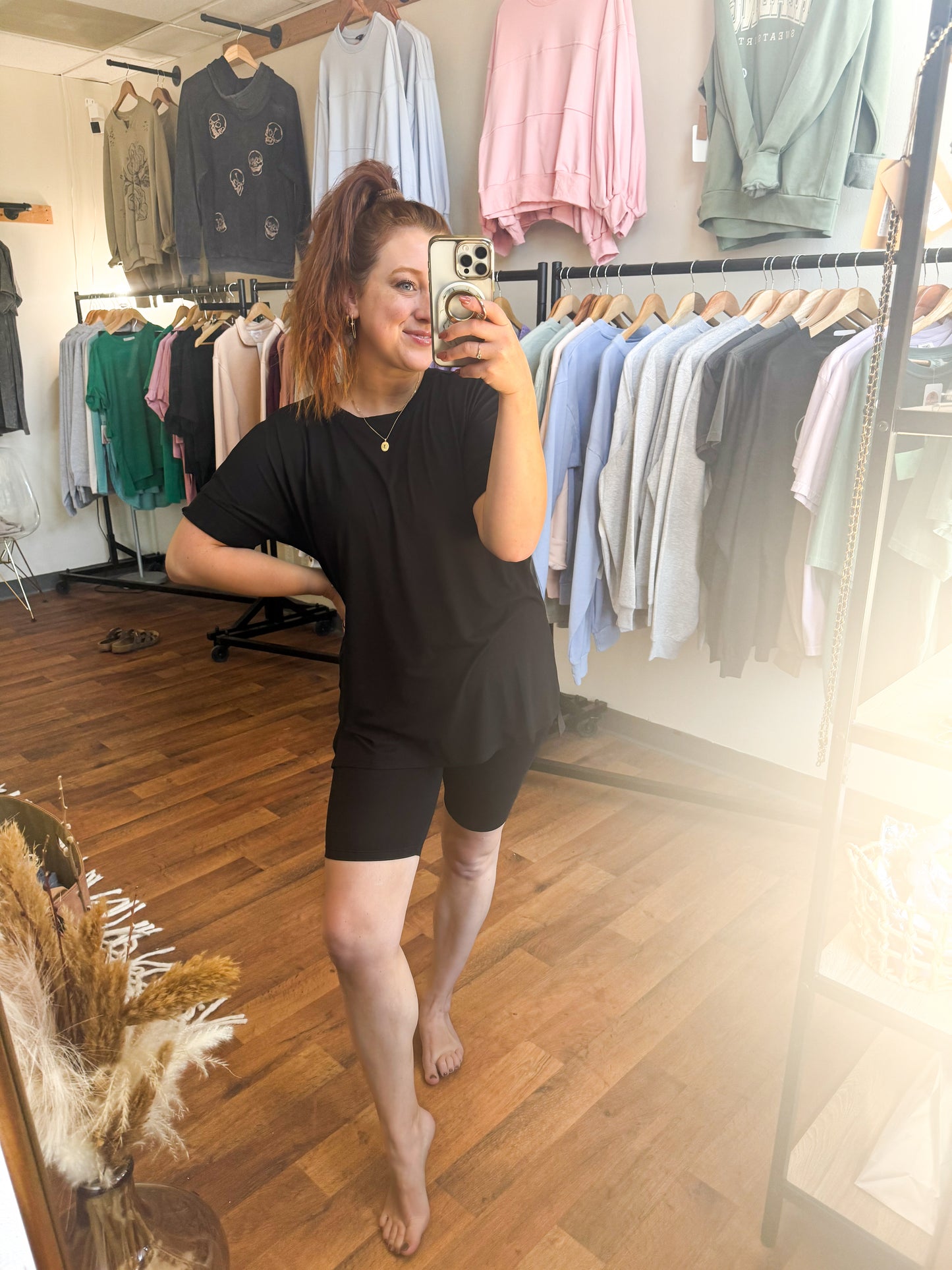 SET— Oversized Luxuriously Soft Top and Biker Short Set