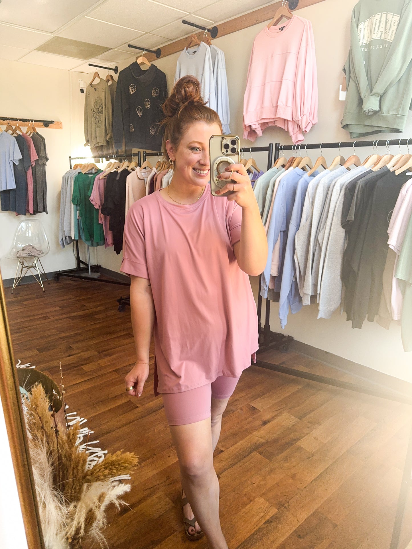 SET— Oversized Luxuriously Soft Top and Biker Short Set