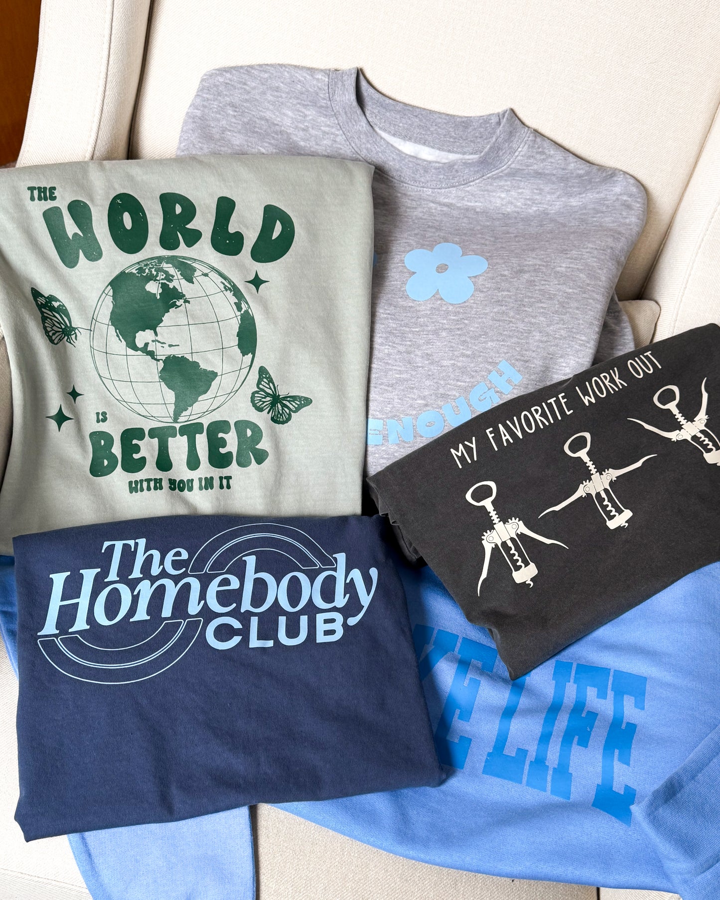 You Are Enough, Light Blue on Heather Grey