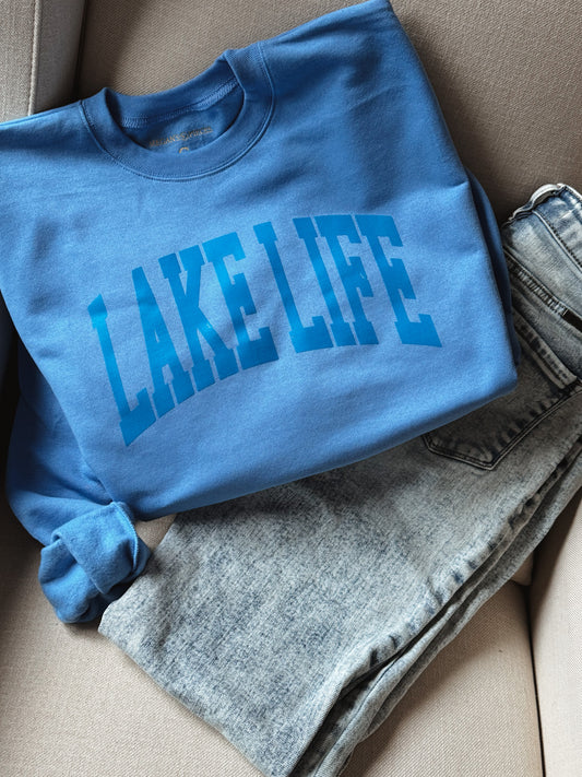 Lake Life Crewneck Sweatshirt, Lake Blue (SMALL RTS)