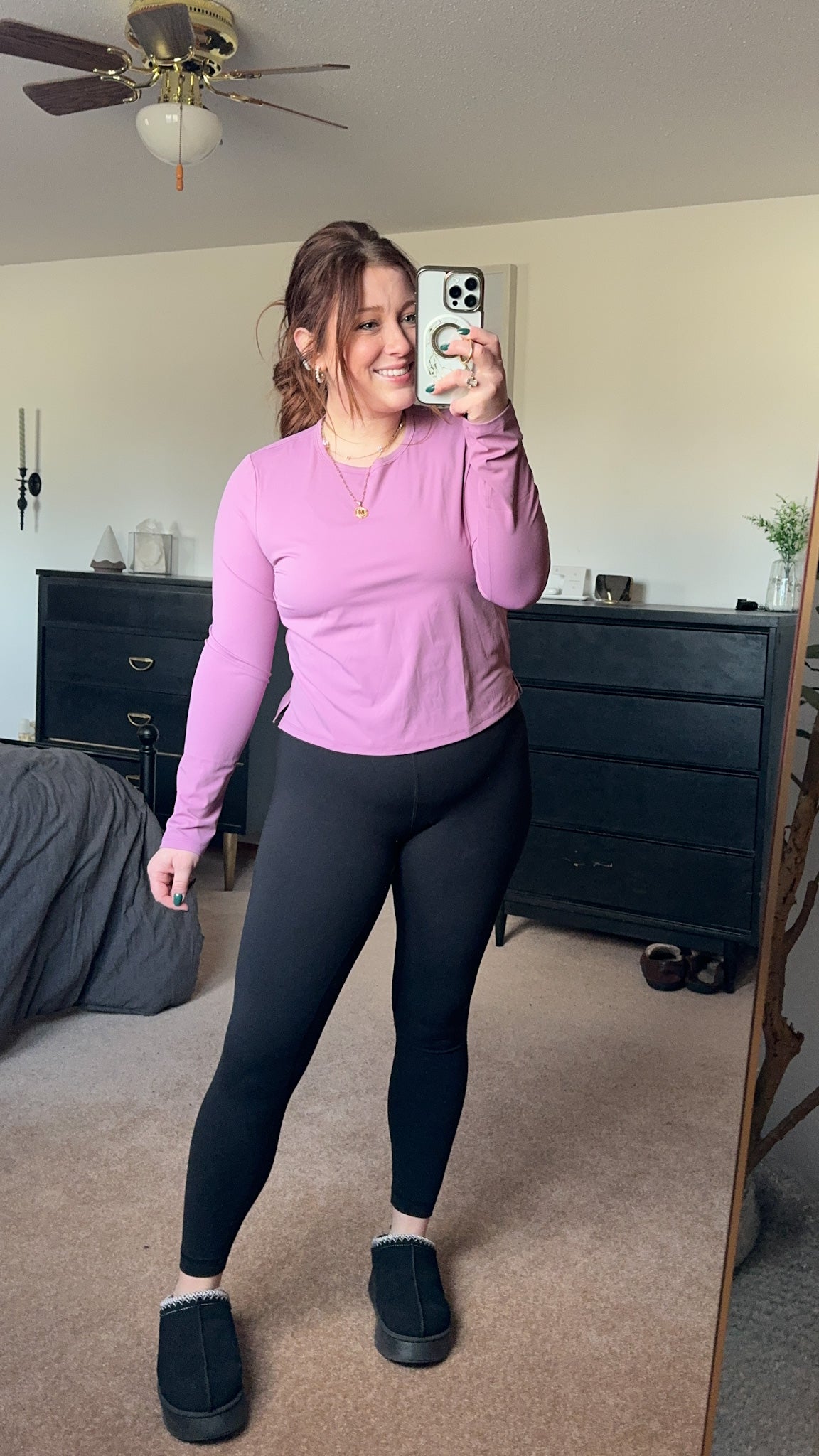 Sculpted Slightly Cropped Athletic Long Sleeve, Mauve