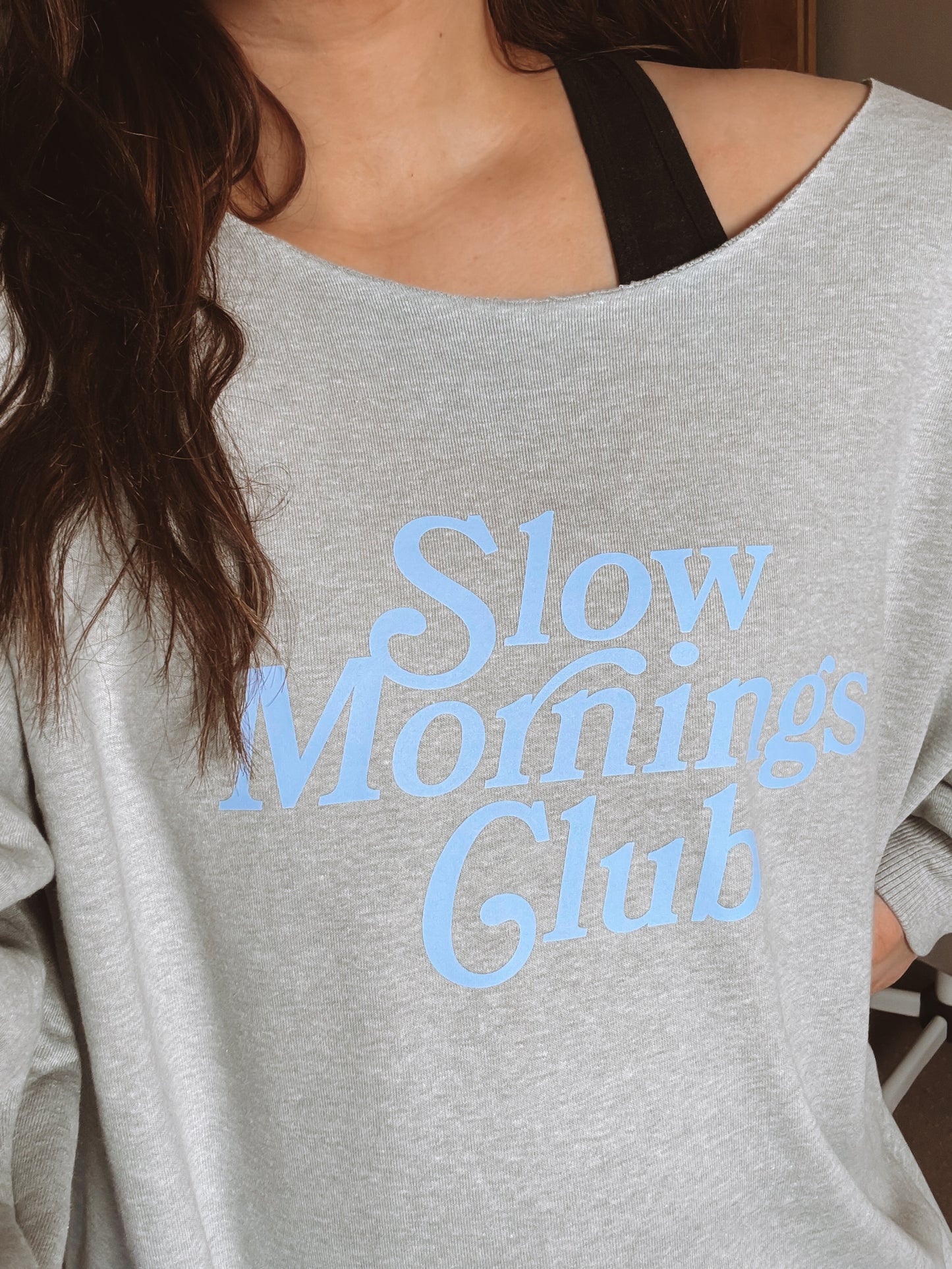 Slow Mornings Club Crewneck, Gray
