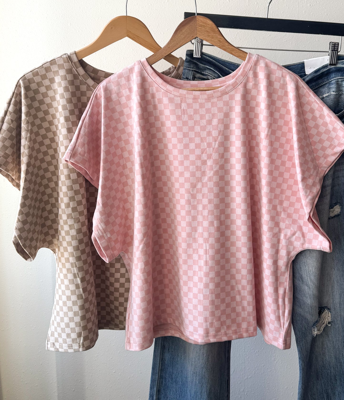 Check Me Out, Checkered Short-Sleeve Top