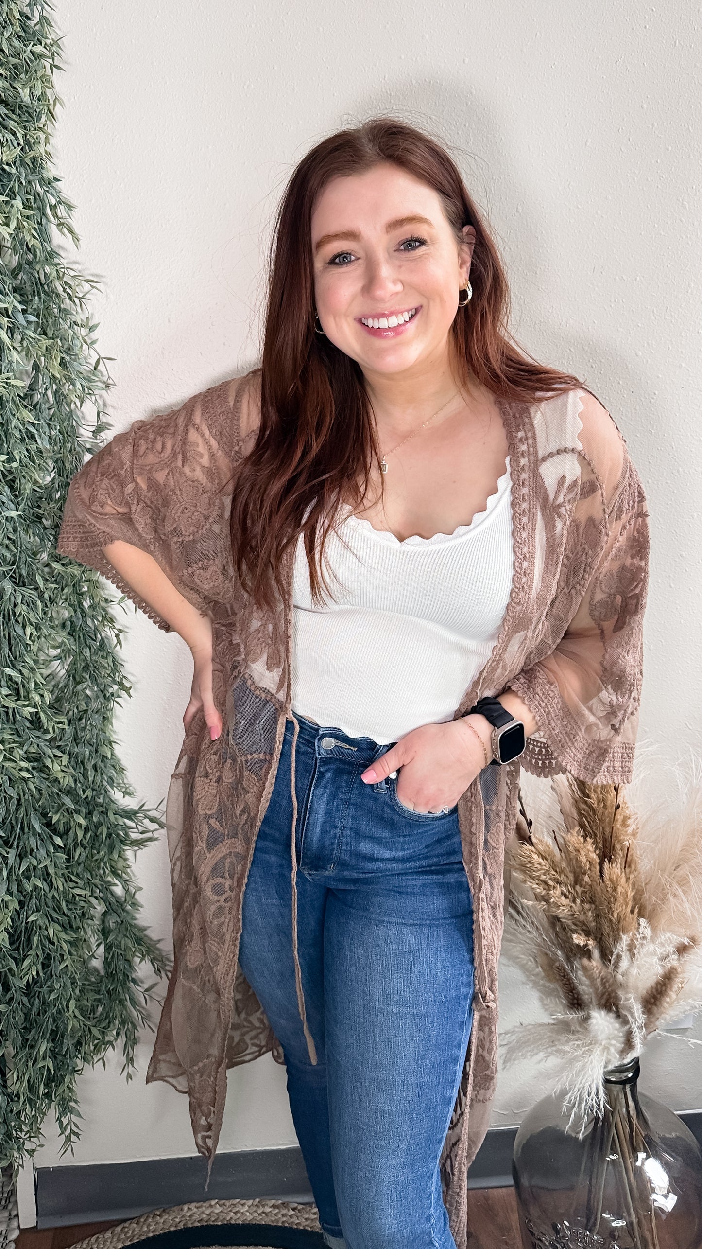 Pushing Daisies Mocha Kimono