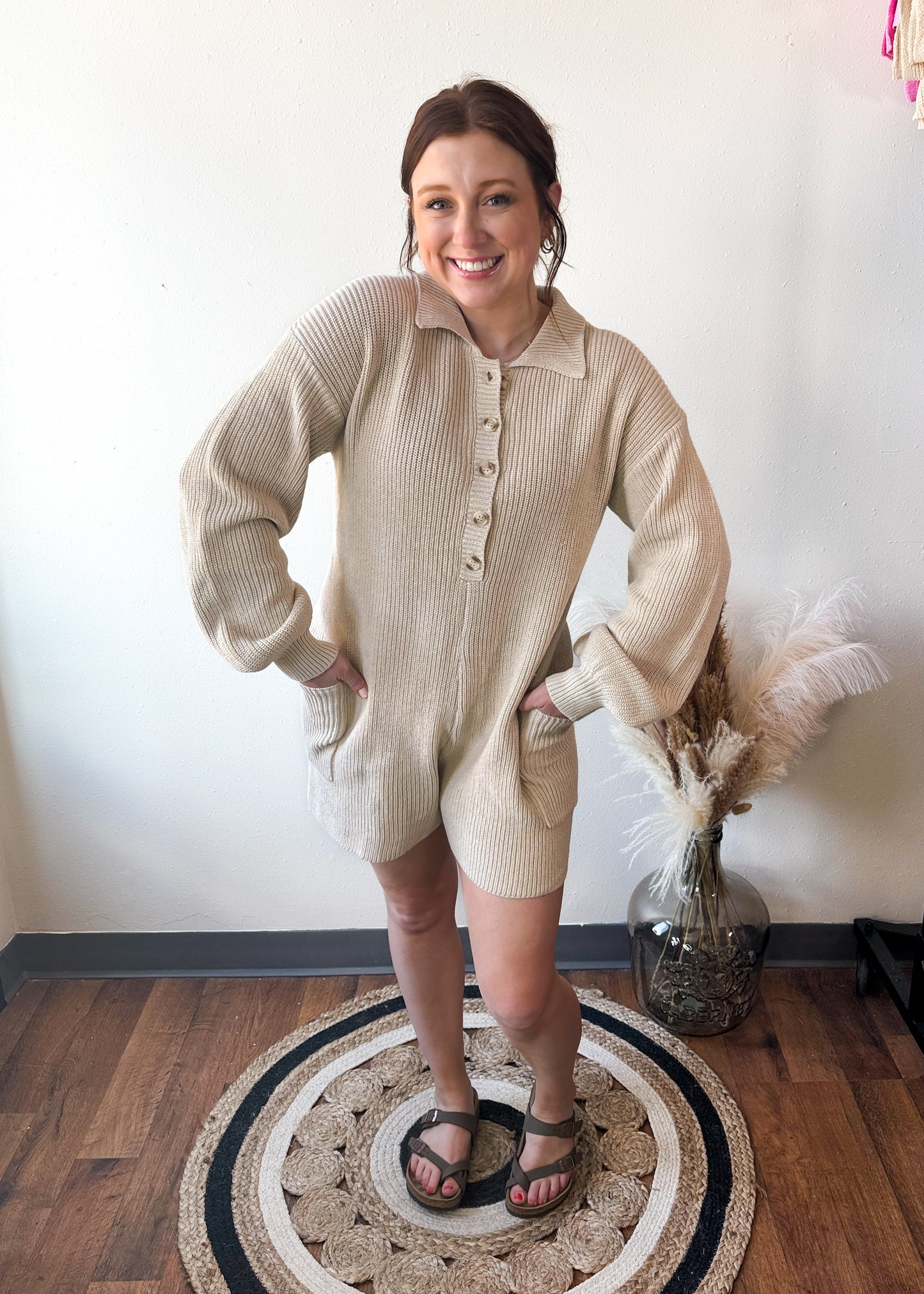 Clean Girl Sweater Romper, Medium,  Black or Cream