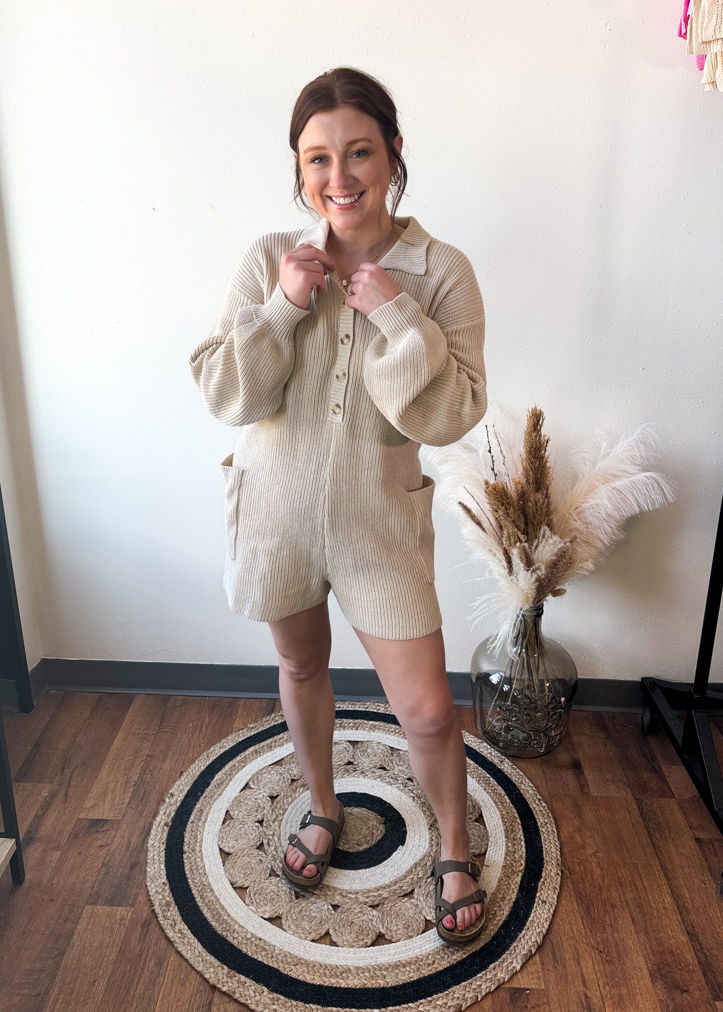 Clean Girl Sweater Romper, Medium,  Black or Cream