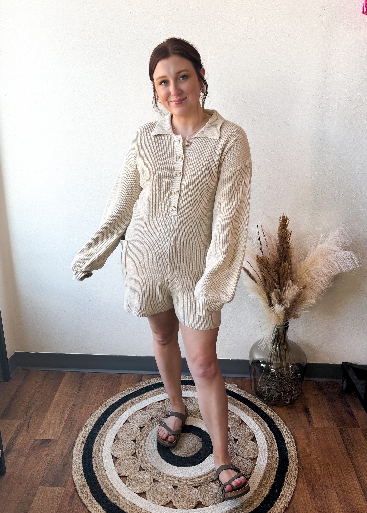 Clean Girl Sweater Romper, Medium,  Black or Cream