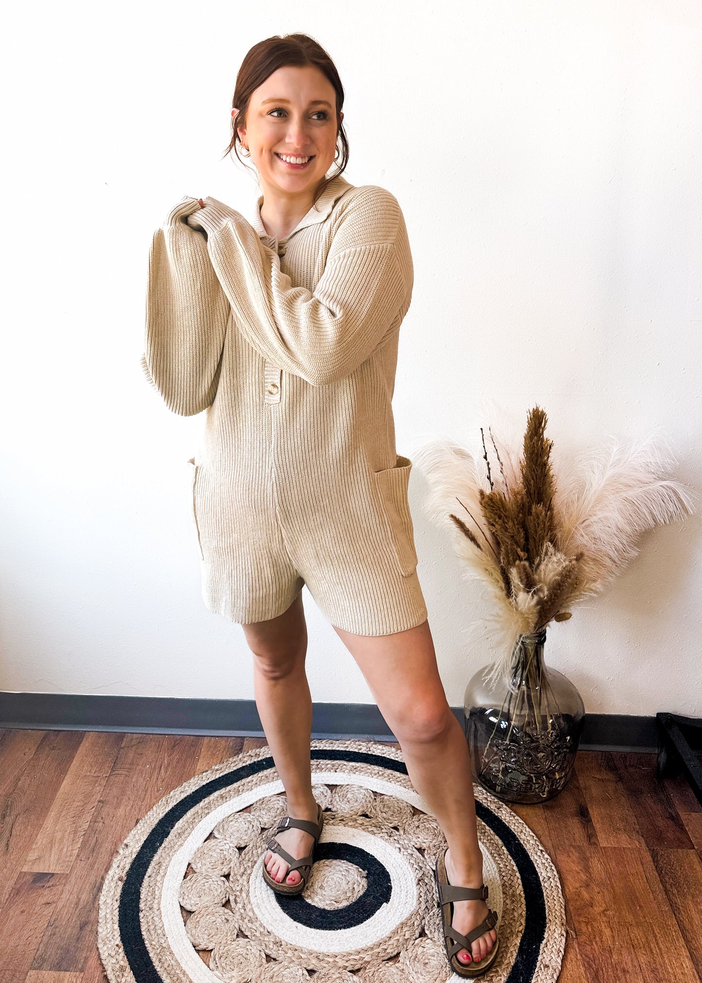 Clean Girl Sweater Romper, Medium,  Black or Cream