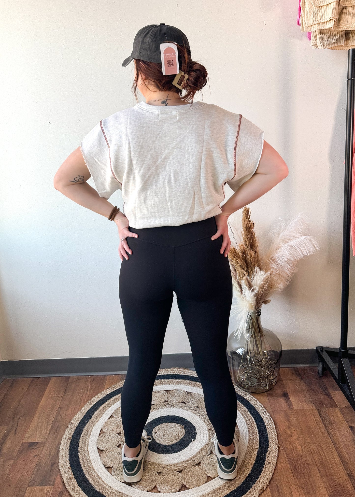 French Terry Contrast Stitch Top (Ivory)