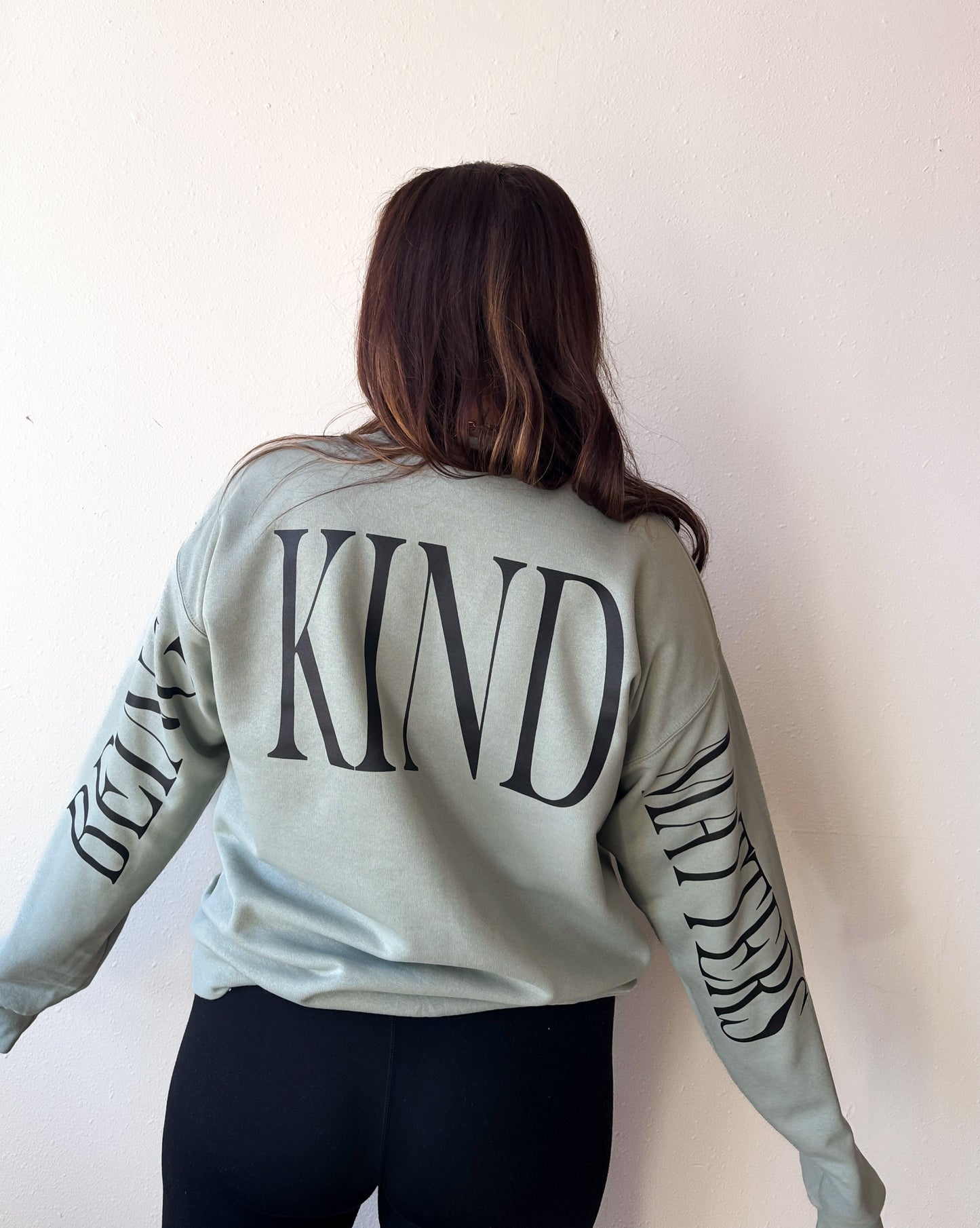 Being Kind Matters Crewneck Sweatshirt, Stonewash Green