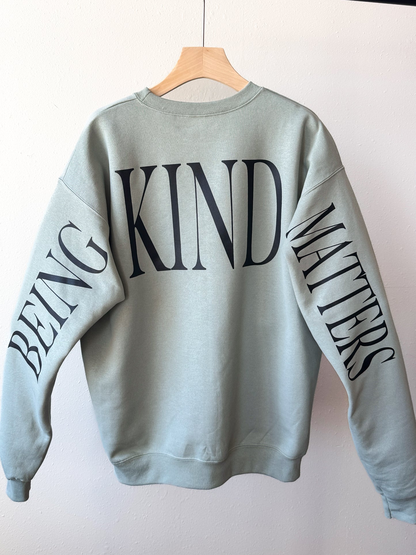 Being Kind Matters Crewneck Sweatshirt, Stonewash Green