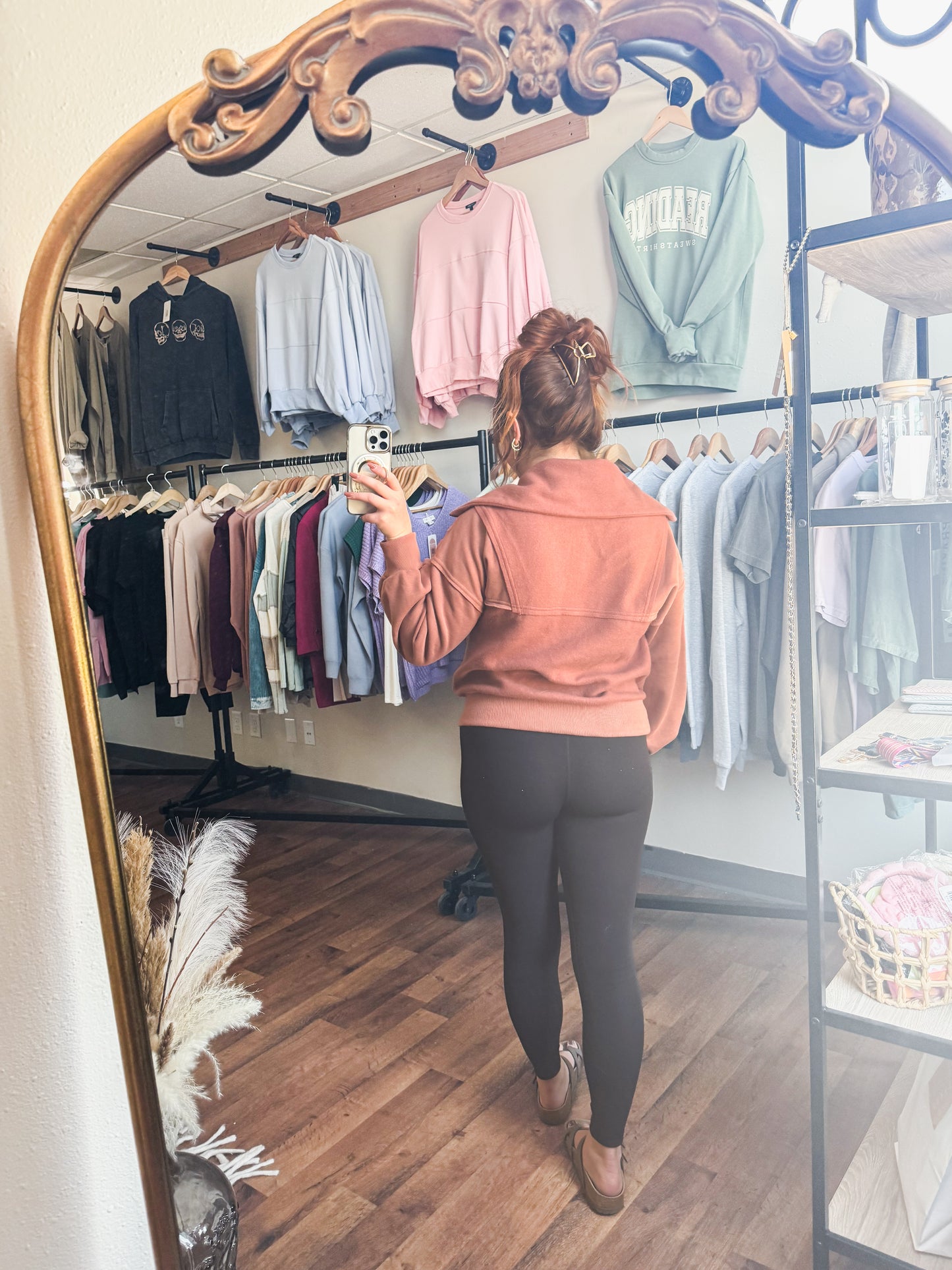 Oversized Quarter Zip Pullover, Brick