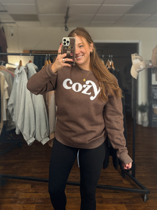 Cozy Patch Crewneck, Teddy Bear Brown