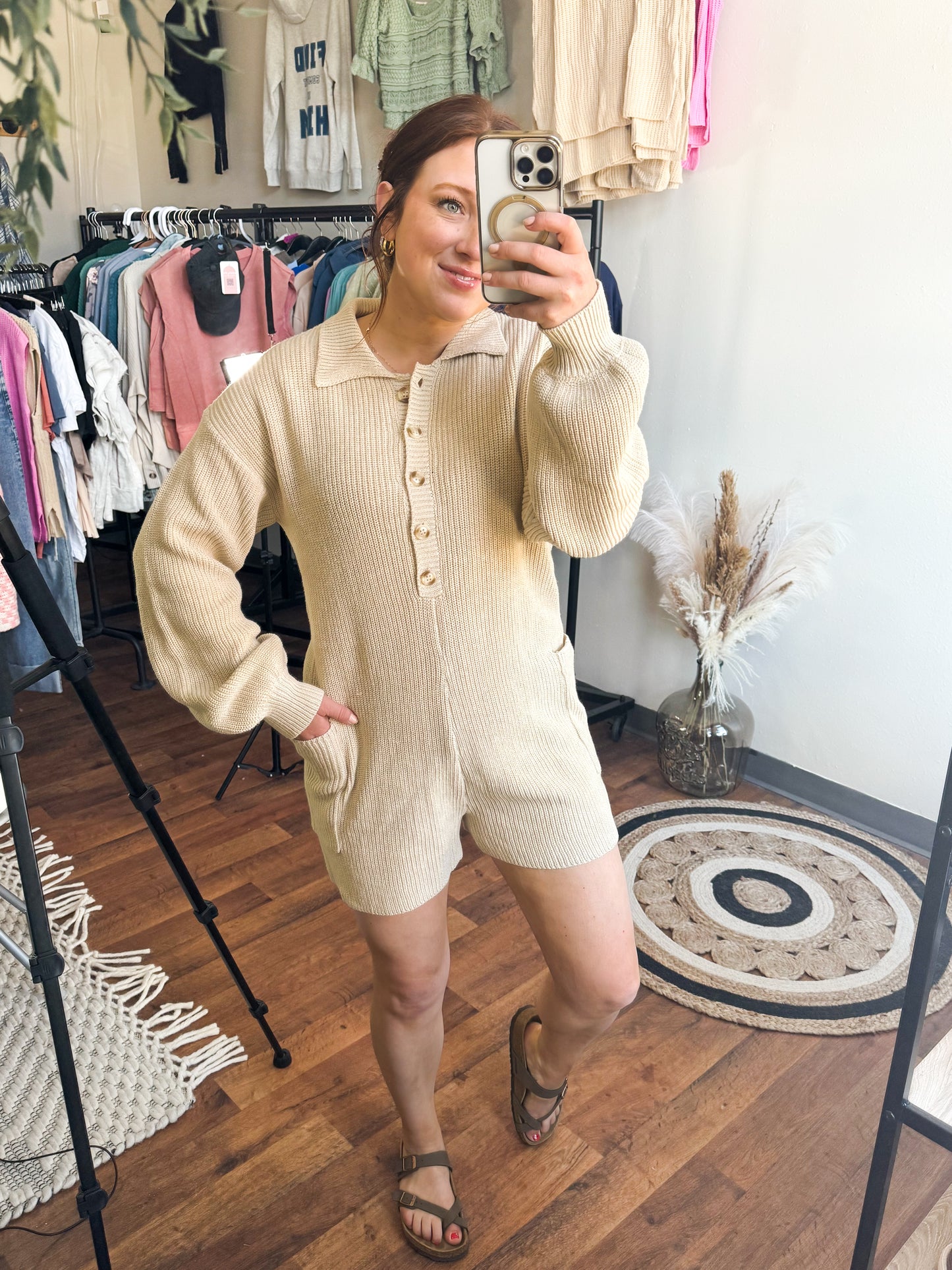 Clean Girl Sweater Romper, Medium,  Black or Cream
