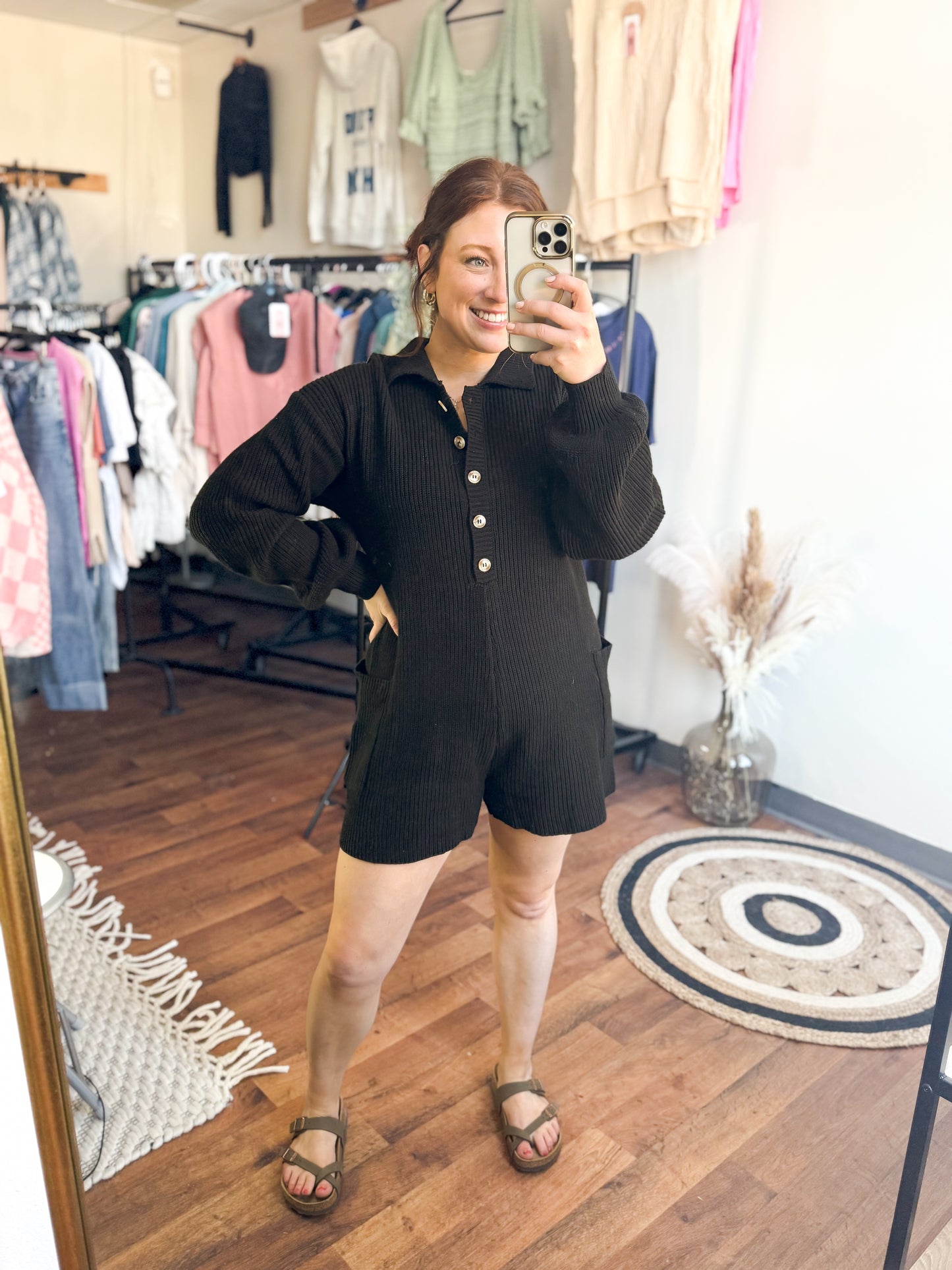 Clean Girl Sweater Romper, Medium,  Black or Cream