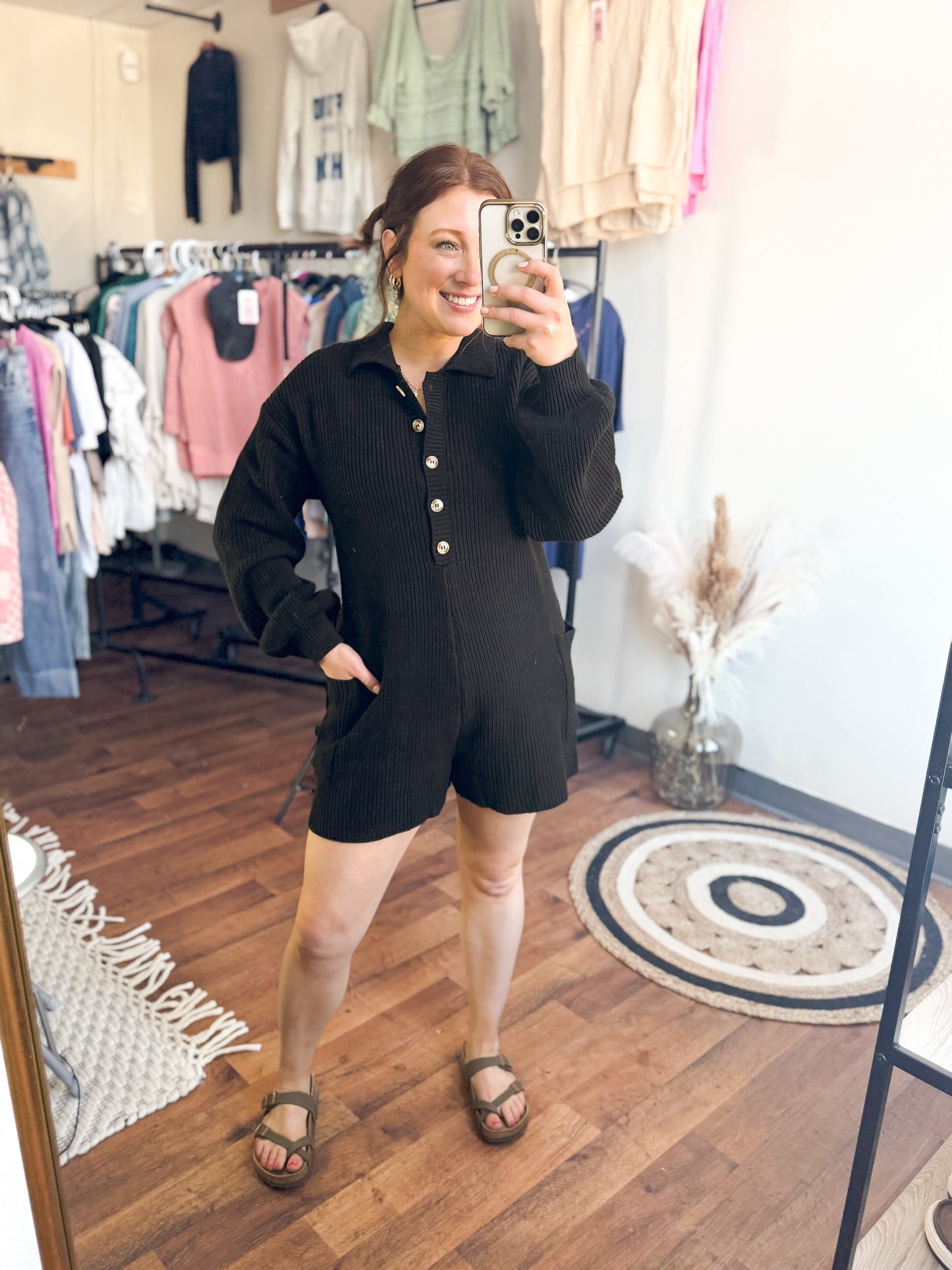 Clean Girl Sweater Romper, Medium,  Black or Cream