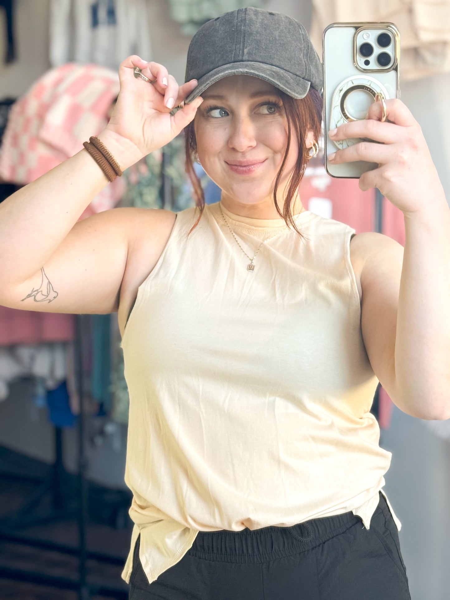 Athletic Racer Back Top, Light Peach