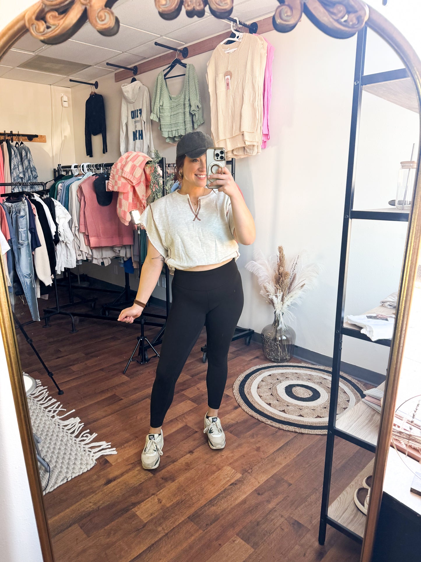 French Terry Contrast Stitch Top (Ivory)