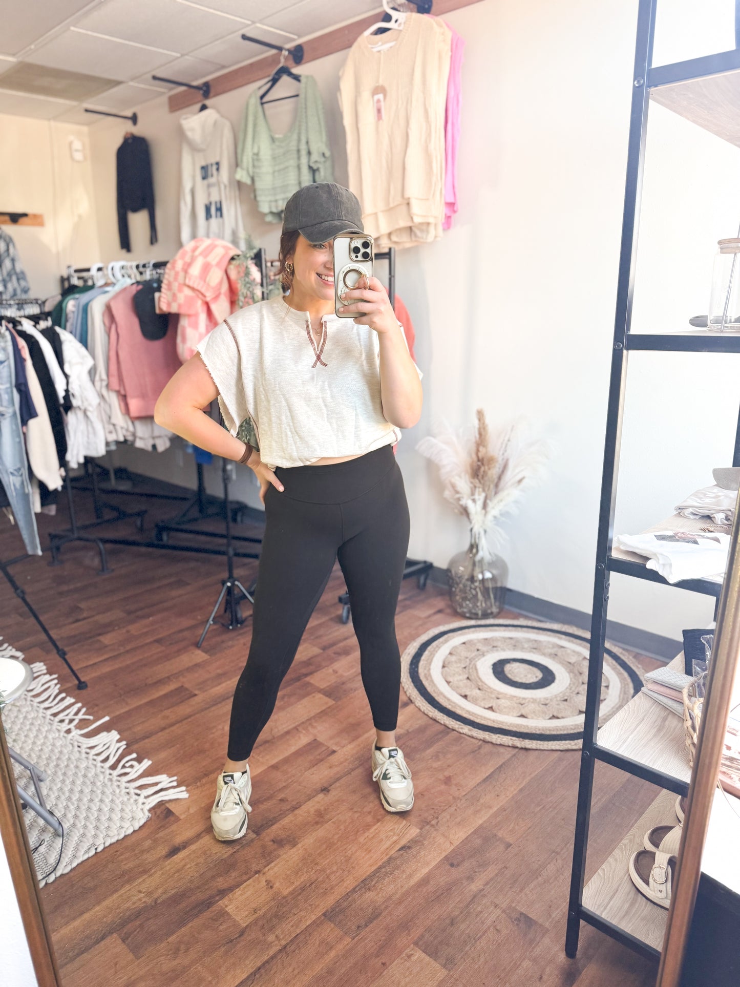 French Terry Contrast Stitch Top (Ivory)