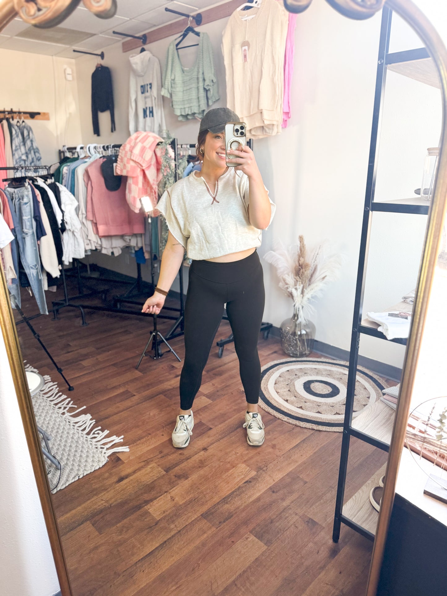 French Terry Contrast Stitch Top (Ivory)