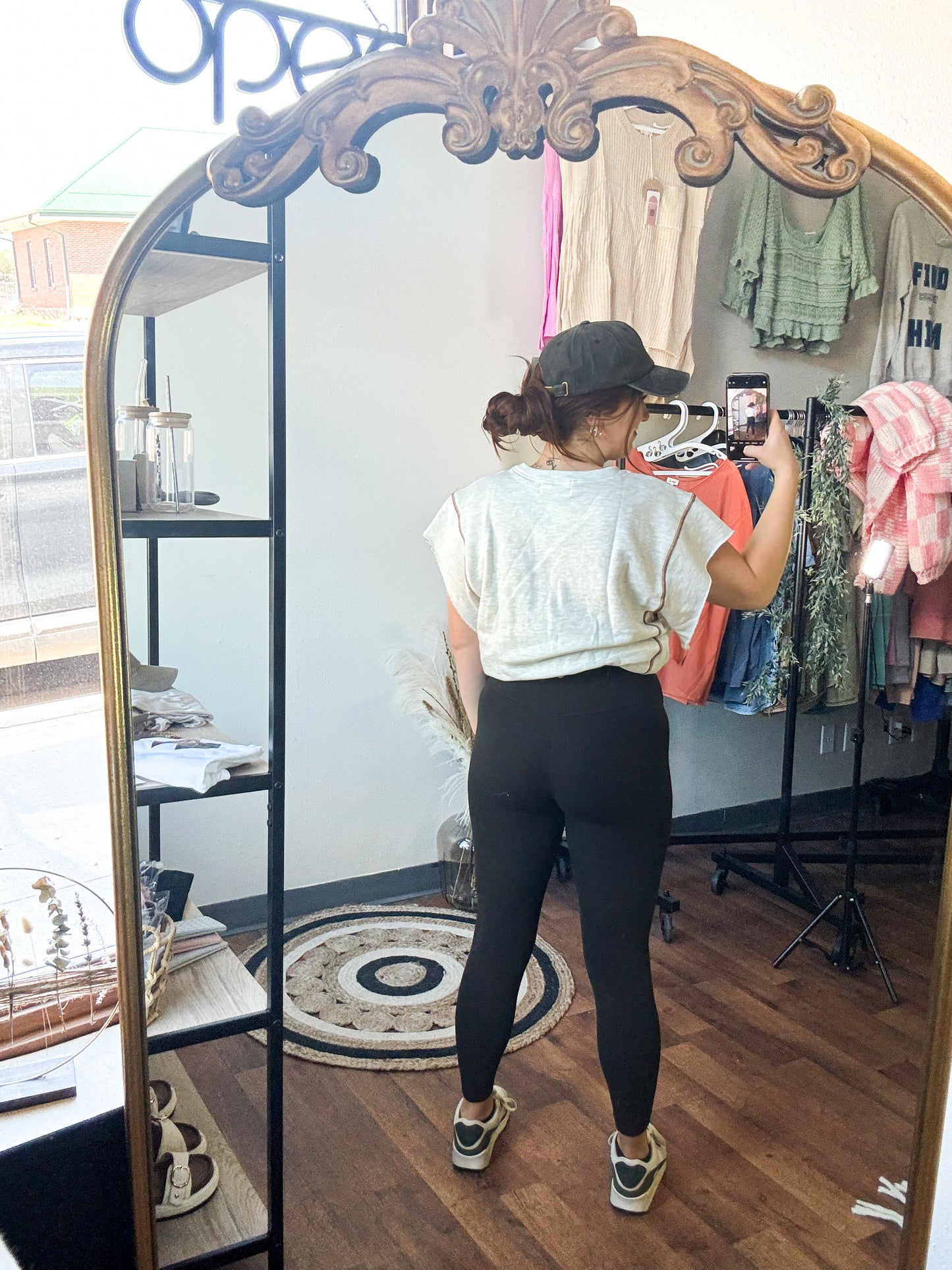 French Terry Contrast Stitch Top (Ivory)