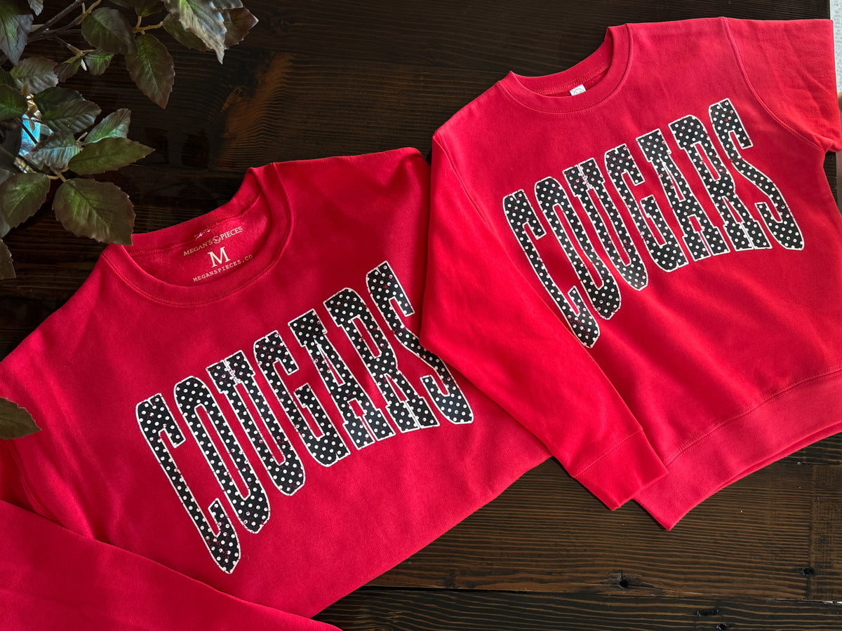 COUGARS Polka Dotted Crew- Limited sizing, made to order.