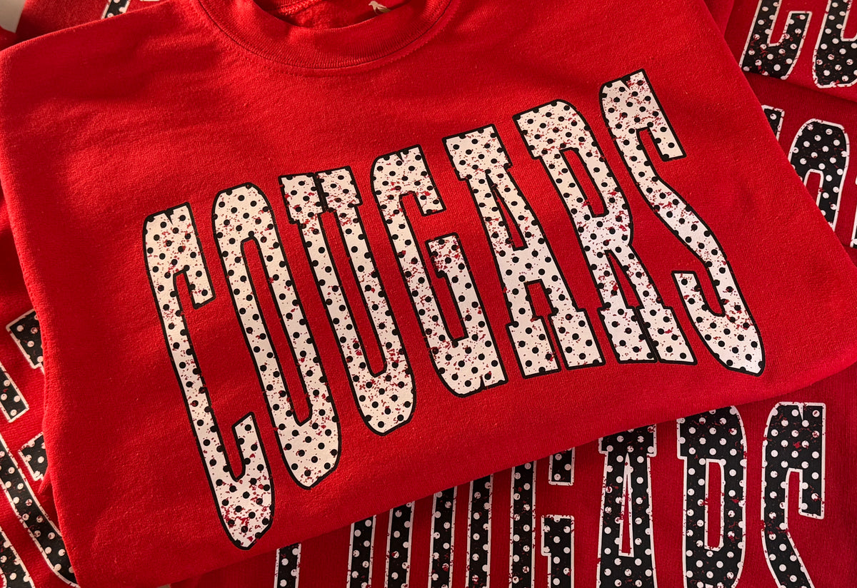 COUGARS Polka Dotted Crew- Limited sizing, made to order.