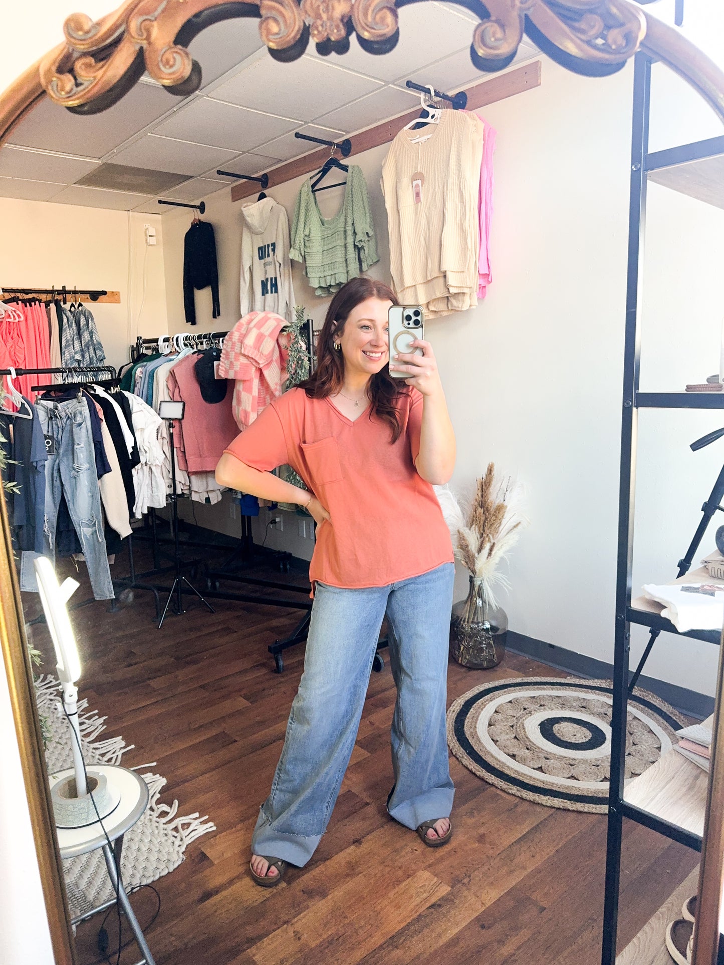 Loose Fit V-Neck Pocket Tee, two colors