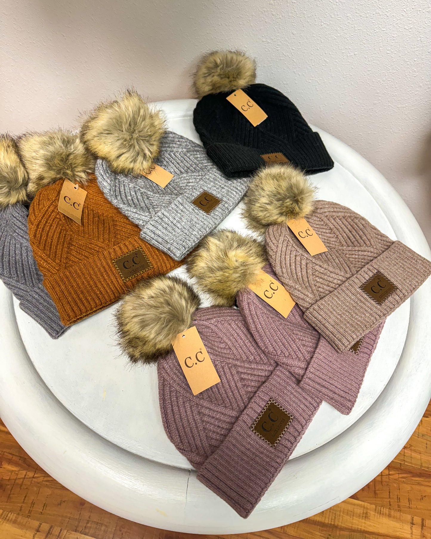 C.C Exclusives Pom Knit Beanie Hat, 6 colors