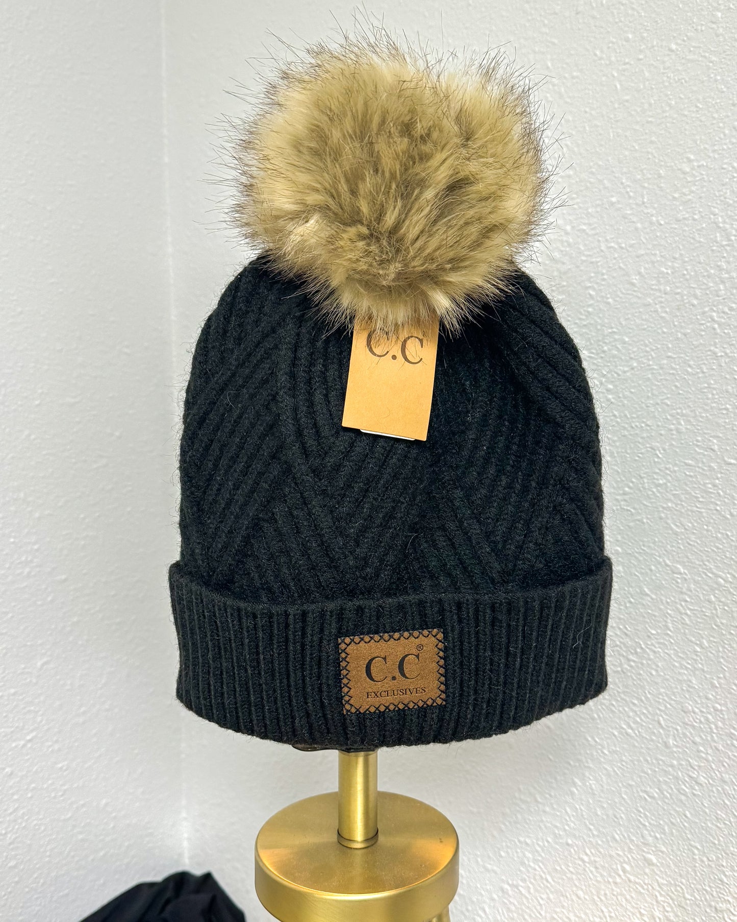 C.C Exclusives Pom Knit Beanie Hat, 6 colors