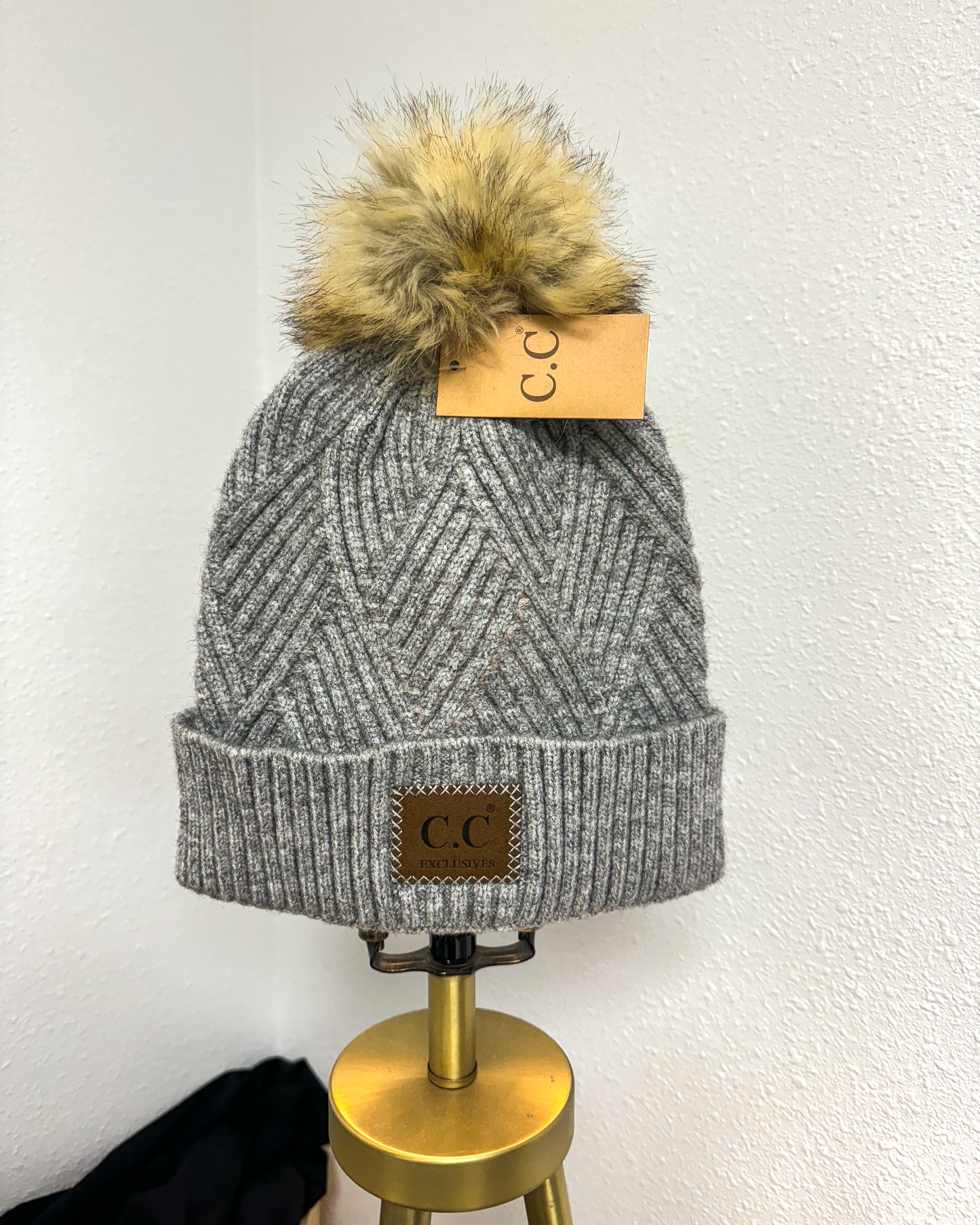 C.C Exclusives Pom Knit Beanie Hat, 6 colors