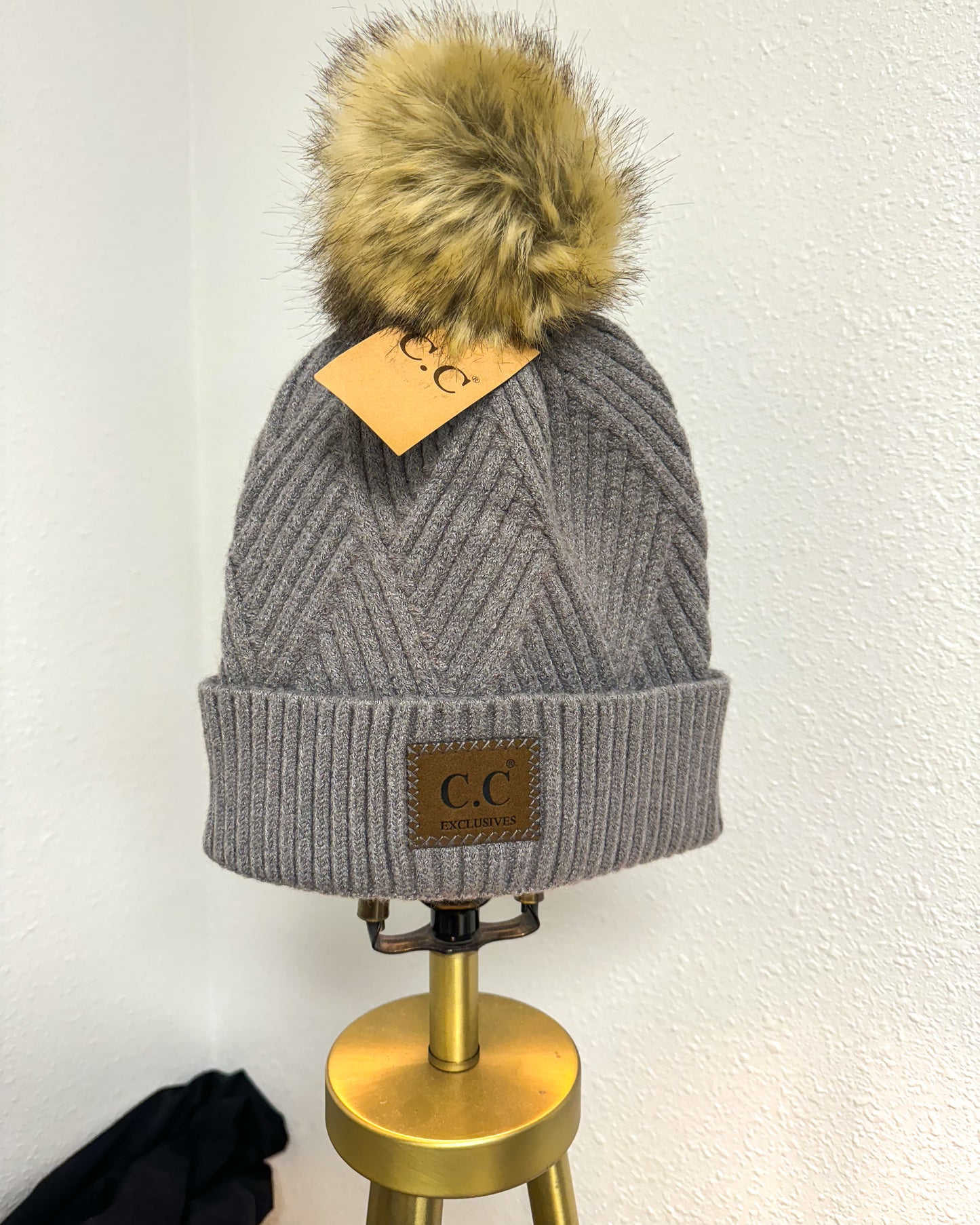 C.C Exclusives Pom Knit Beanie Hat, 6 colors