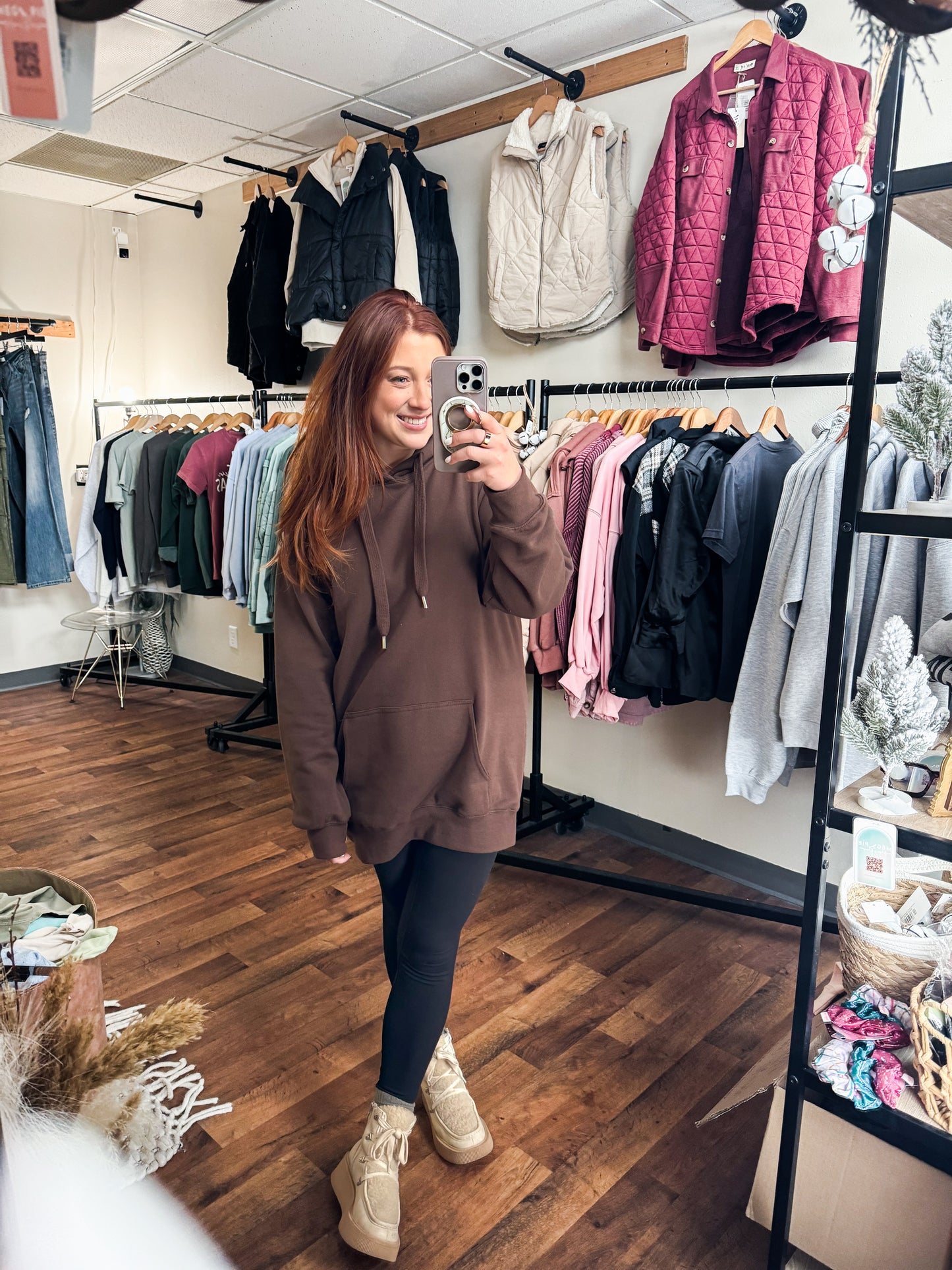 Long Espresso Hoodie Sweatshirt, Medium