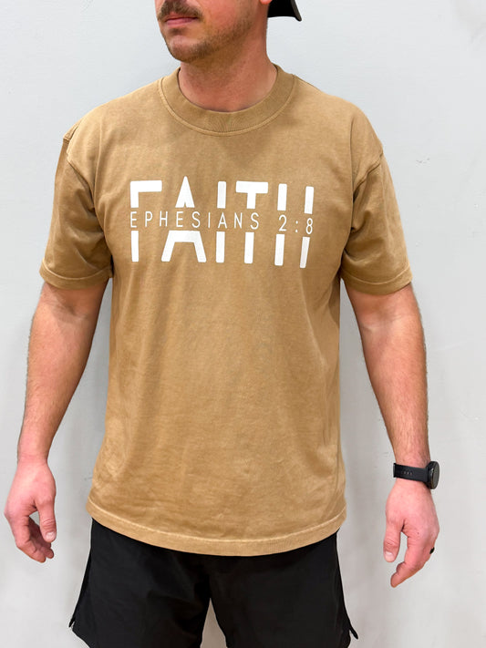 Men's Faith Ephesians 2:8 Heavy Tee, Burro *Currently Made to Order*