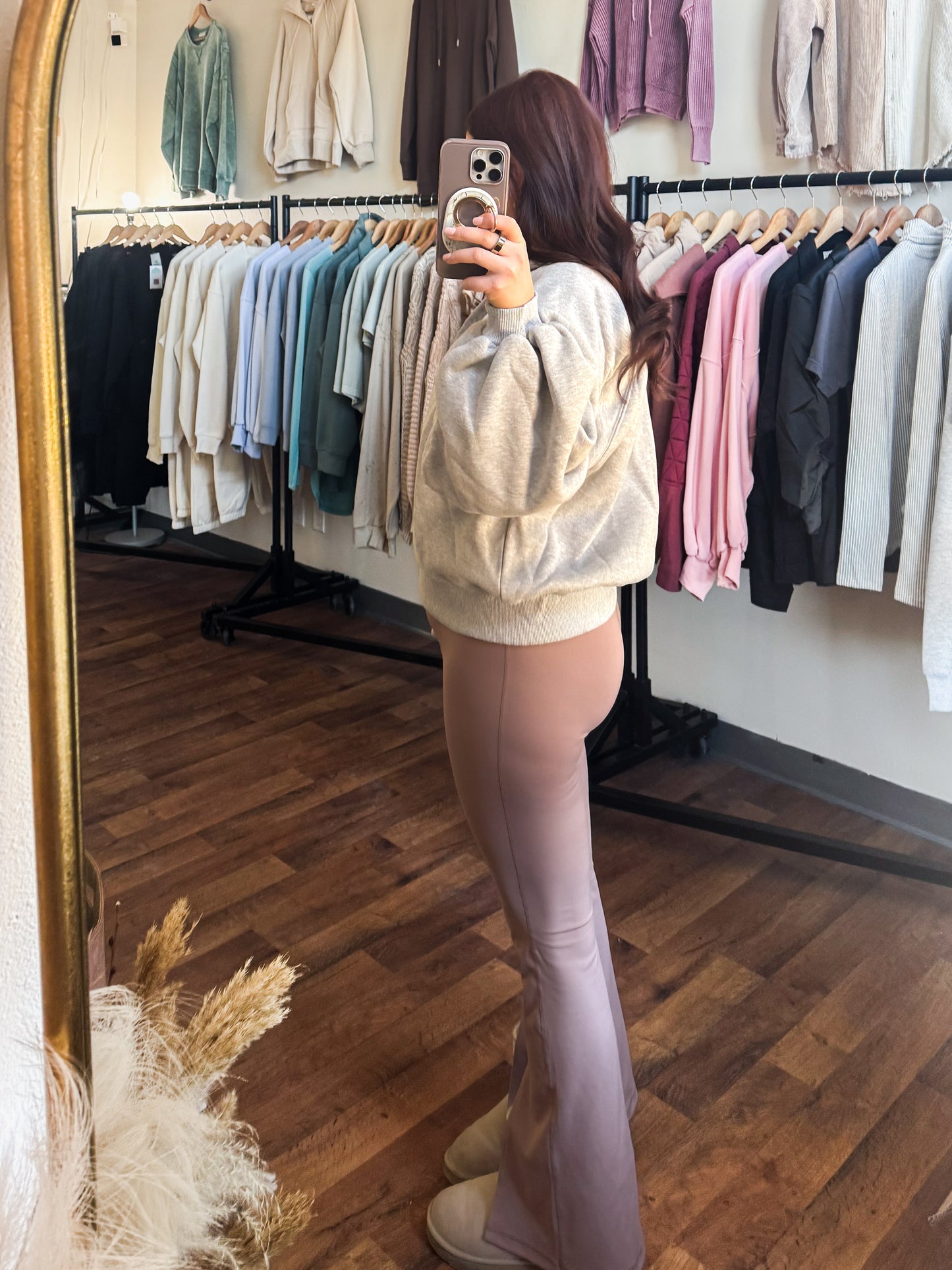 Piper Snap Sweatshirt Pullover, H. Grey