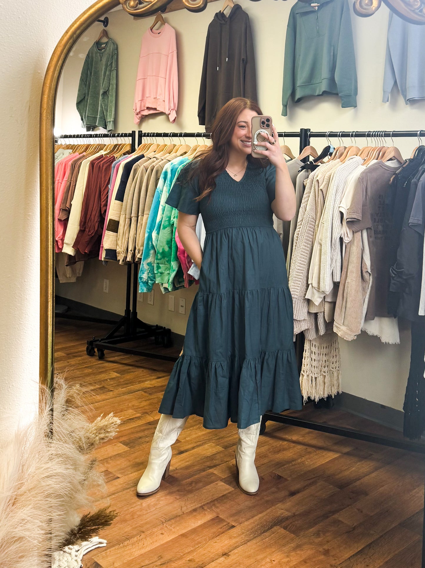 Natural Tayla Linen/Cotton Dress in Indigo Blue