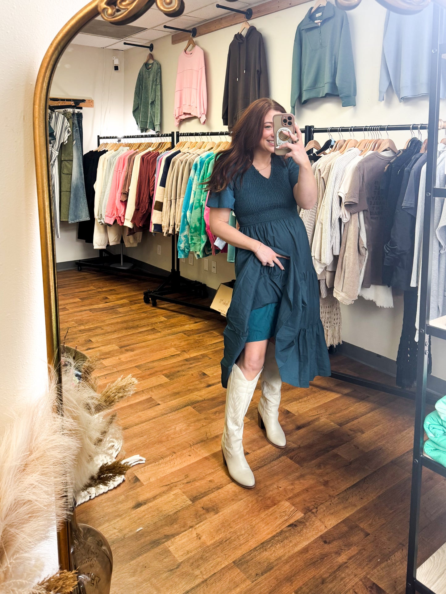 Natural Tayla Linen/Cotton Dress in Indigo Blue