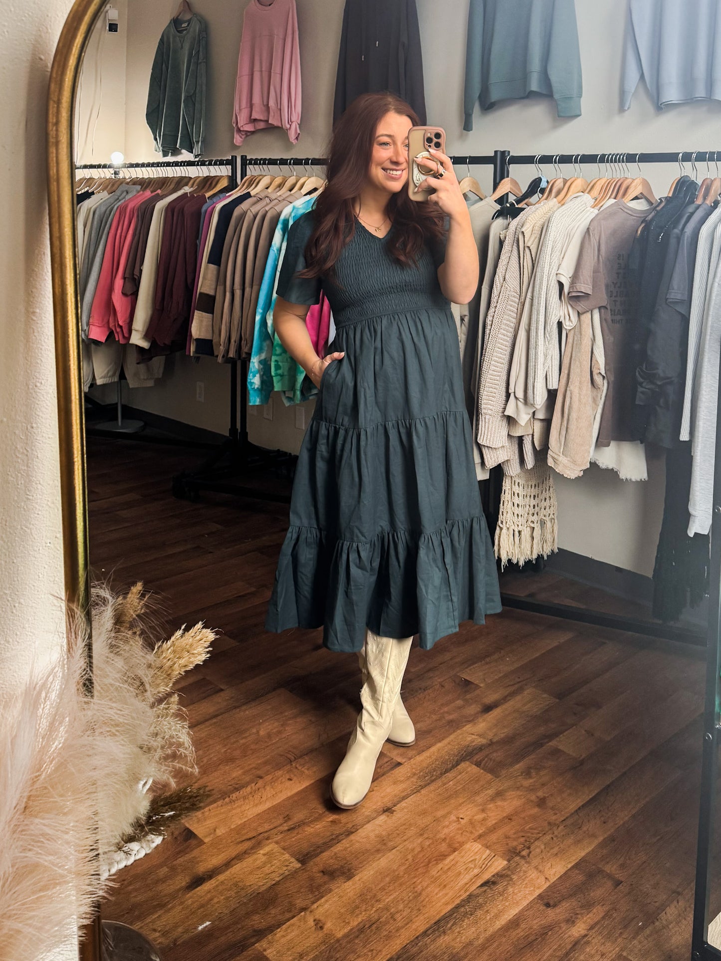 Natural Tayla Linen/Cotton Dress in Indigo Blue