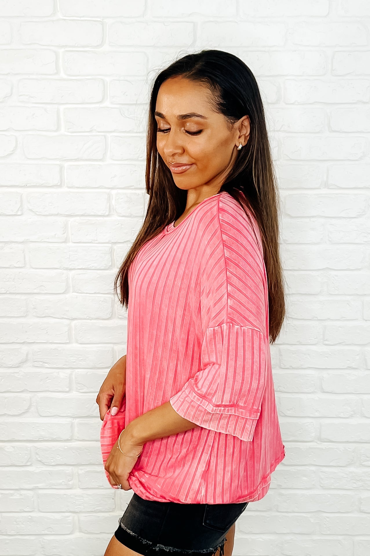Loosely Speaking Oversized Basic Top in Fuchsia