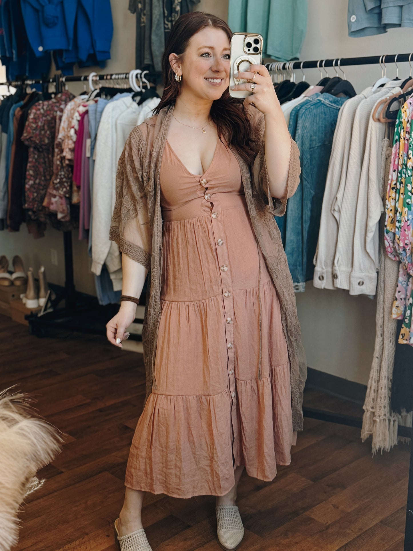 Pushing Daisies Mocha Kimono