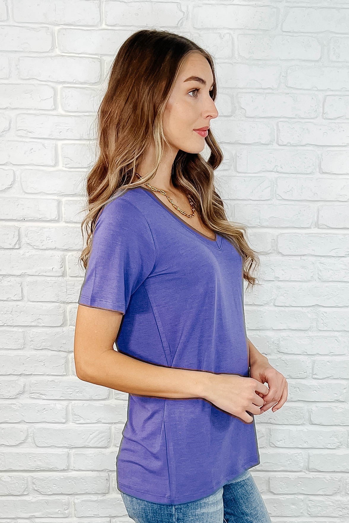 The Every Outfit Basic V-Neck Top in Marlin