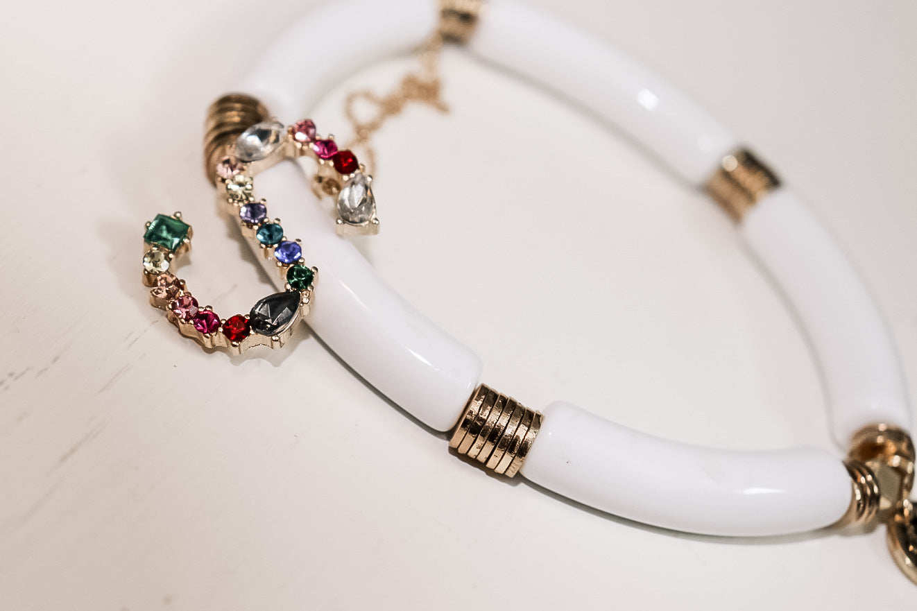 Lively Initial Gold Staple Necklace