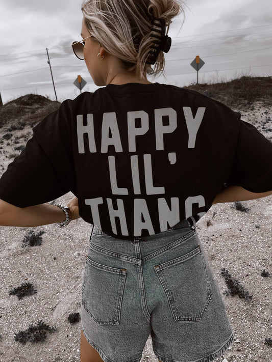 Happy Lil Thang Graphic Tee, Black and White Ink