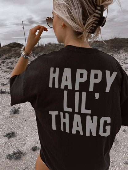 Happy Lil Thang Graphic Tee, Black and White Ink